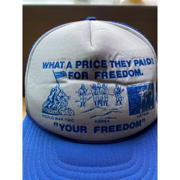 Blue White Veterans Trucker Hat Freedom War Man Woman Adjustable Mesh Snapback - Picture 3 of 12